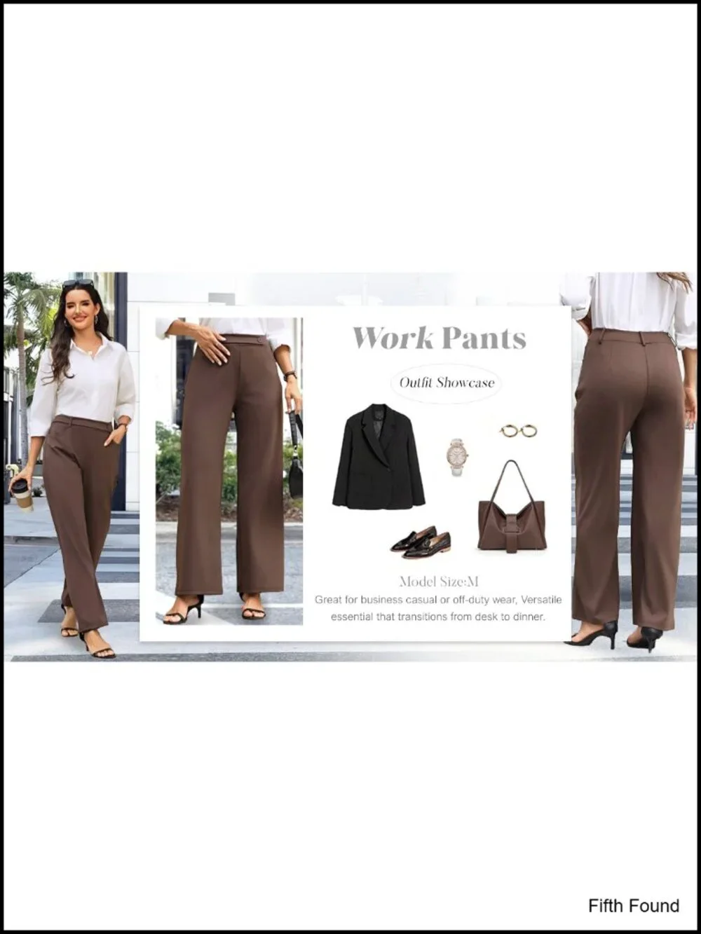 Wide Leg Dress Pants with Pockets High Waist Pull On Business Casual Stretchy